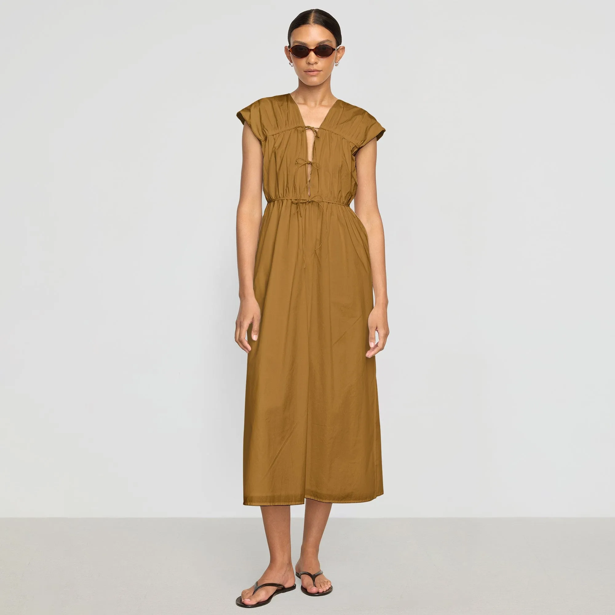 Street Mood Chilly Weather Layer Shreya Tie-Front Organic Cotton Dress