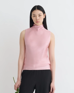Fashionable Tank Colson - Slip Satin Turtleneck Top - Pink