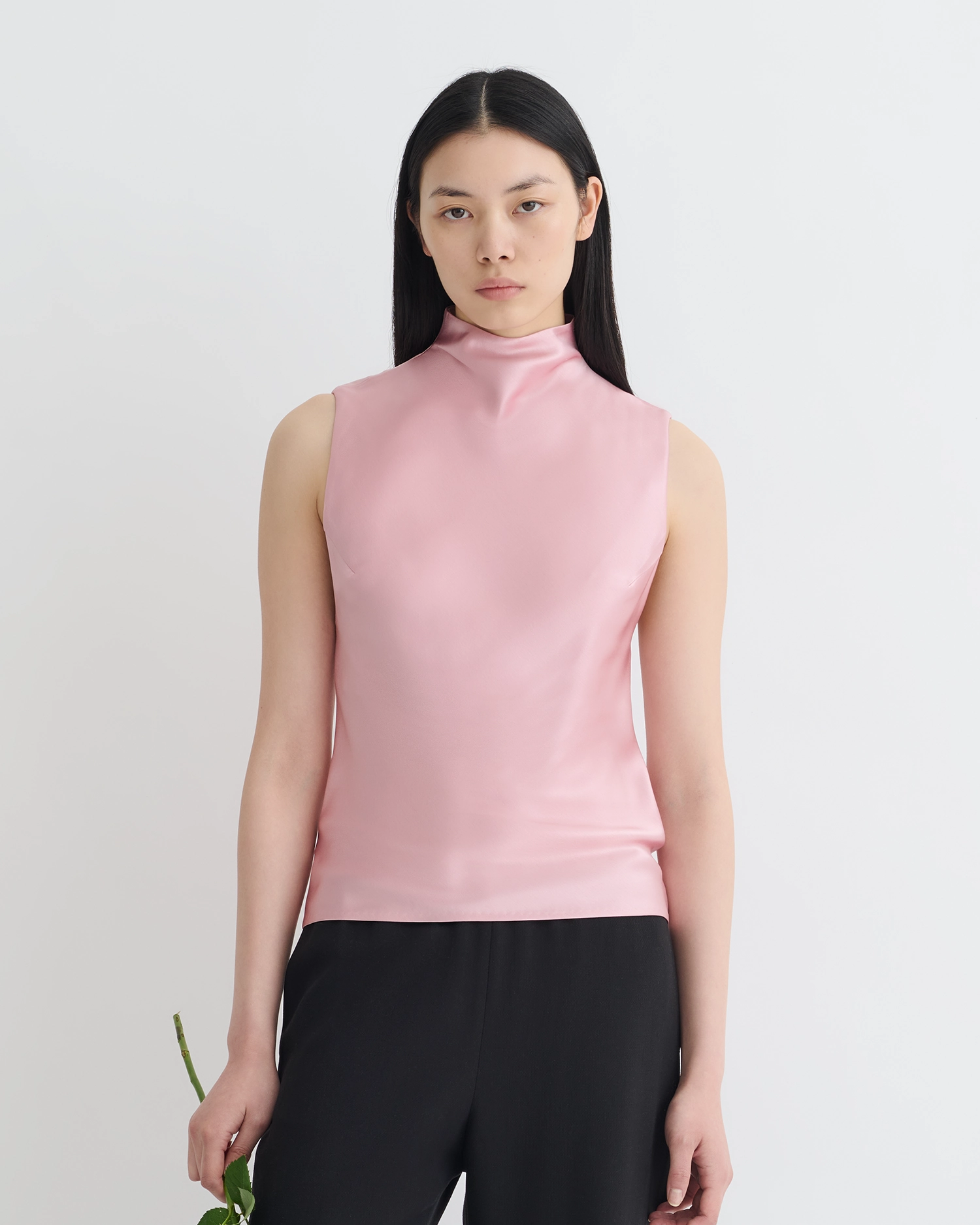Bonded Seam Innovation Colson - Slip Satin Turtleneck Top - Pink