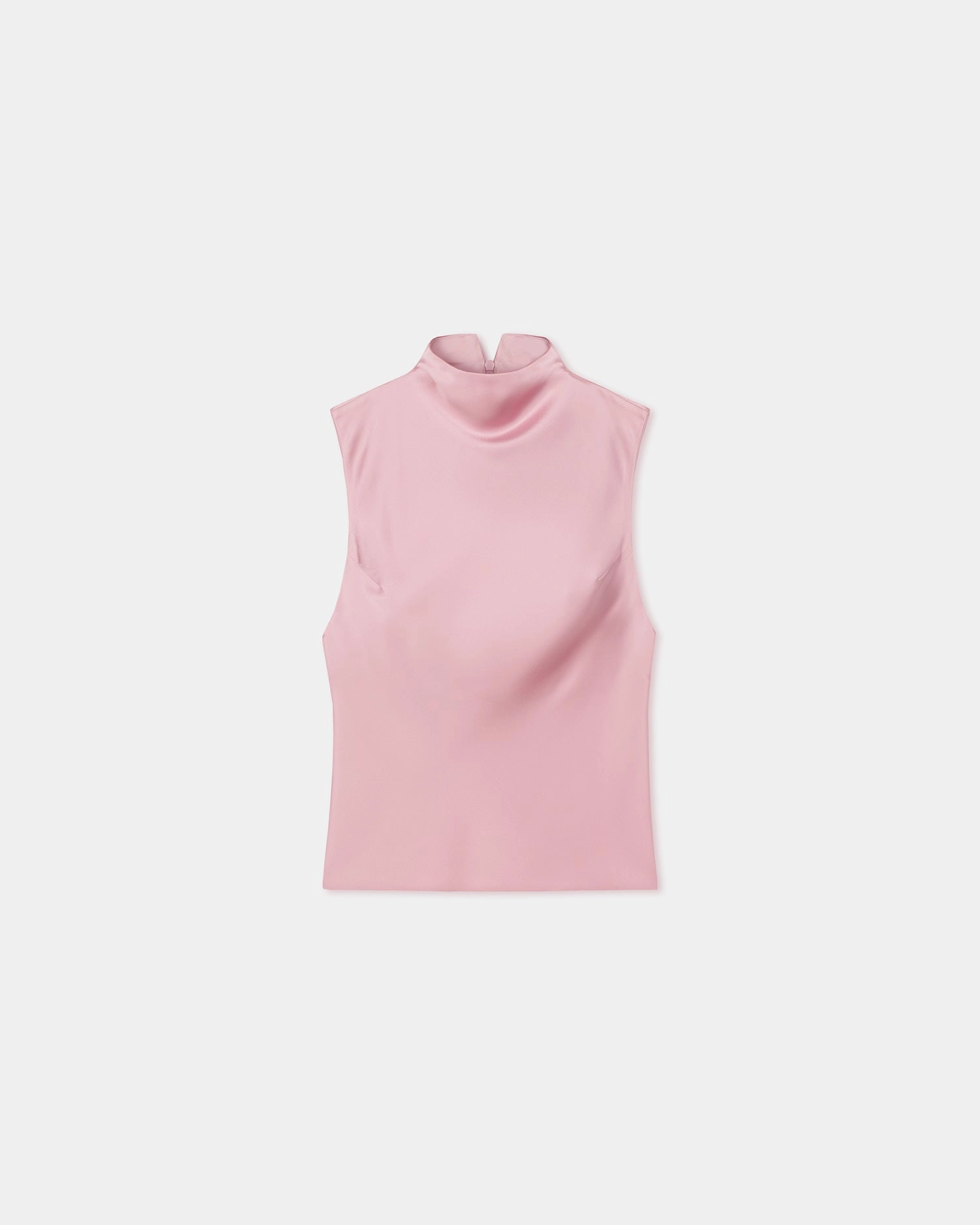 Colson - Slip Satin Turtleneck Top - Pink Anti Static Cloth Blend