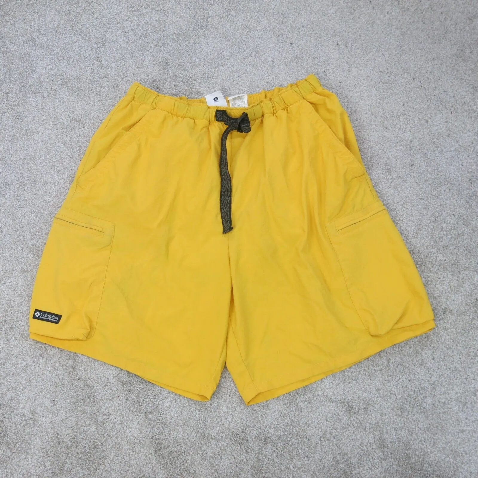 Columbia Shorts Mens Medium Yellow Cargo Pockets Outdoors Workwear Casual Logo