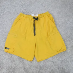 Columbia Shorts Mens Medium Yellow Cargo Pockets Outdoors Workwear Casual Logo