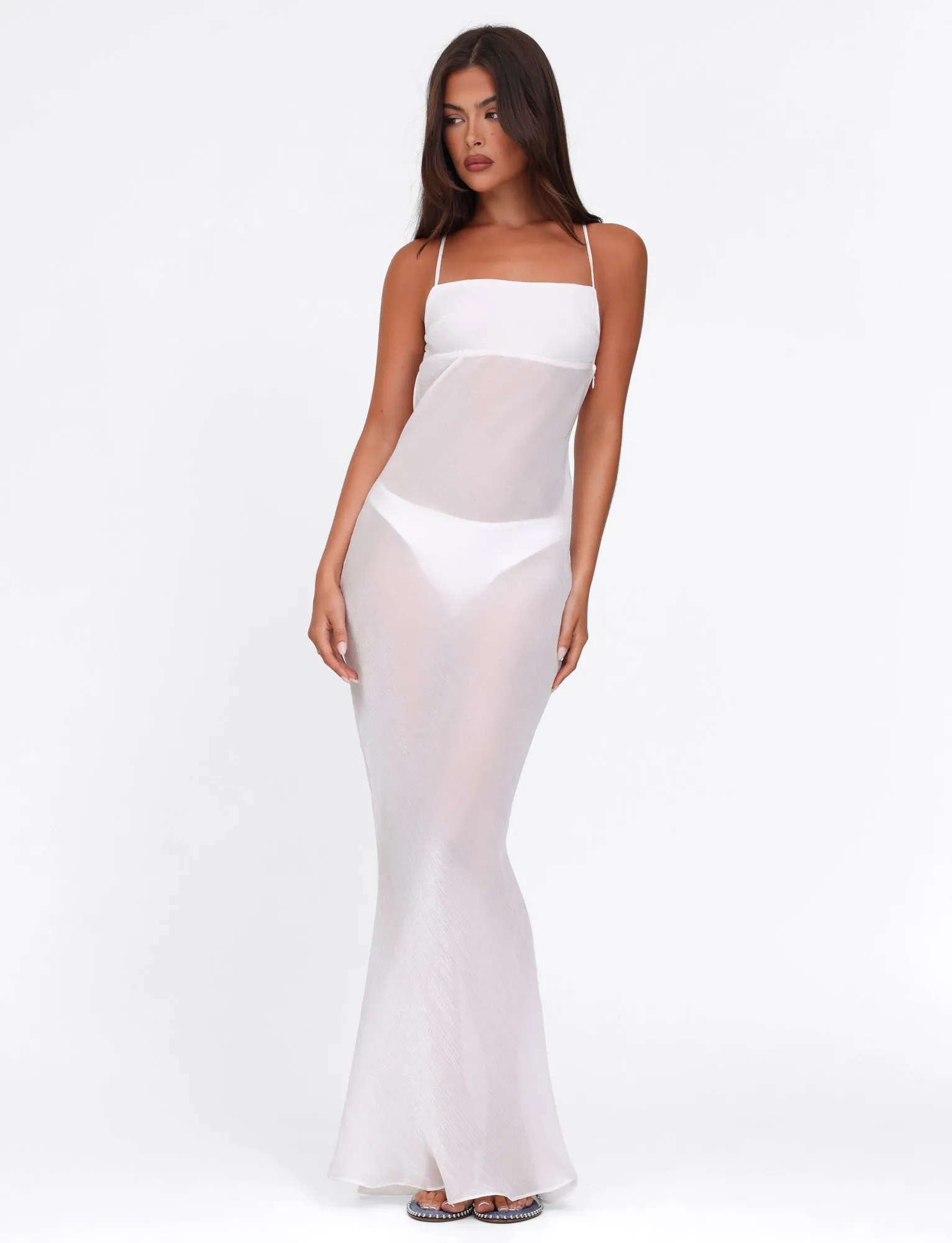 KIAH MAXI DRESS - WHITE : ICE Subtle tone Jewel Tones