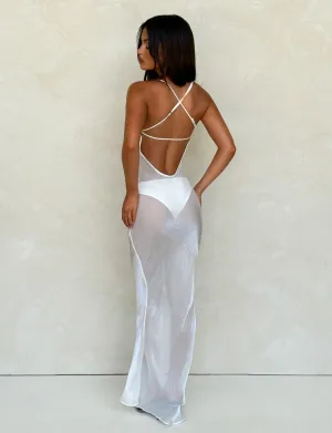 KIAH MAXI DRESS - WHITE : ICE Delicate Lines
