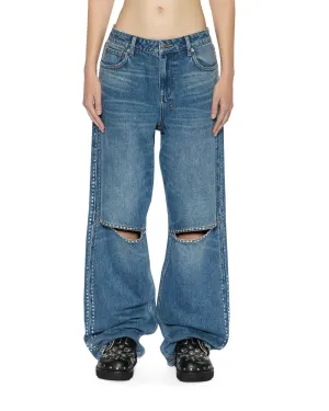 Stretch Free Fit Brunch Outfit Trend Setter LOW RIDER TEXAS BLUE STUDDED