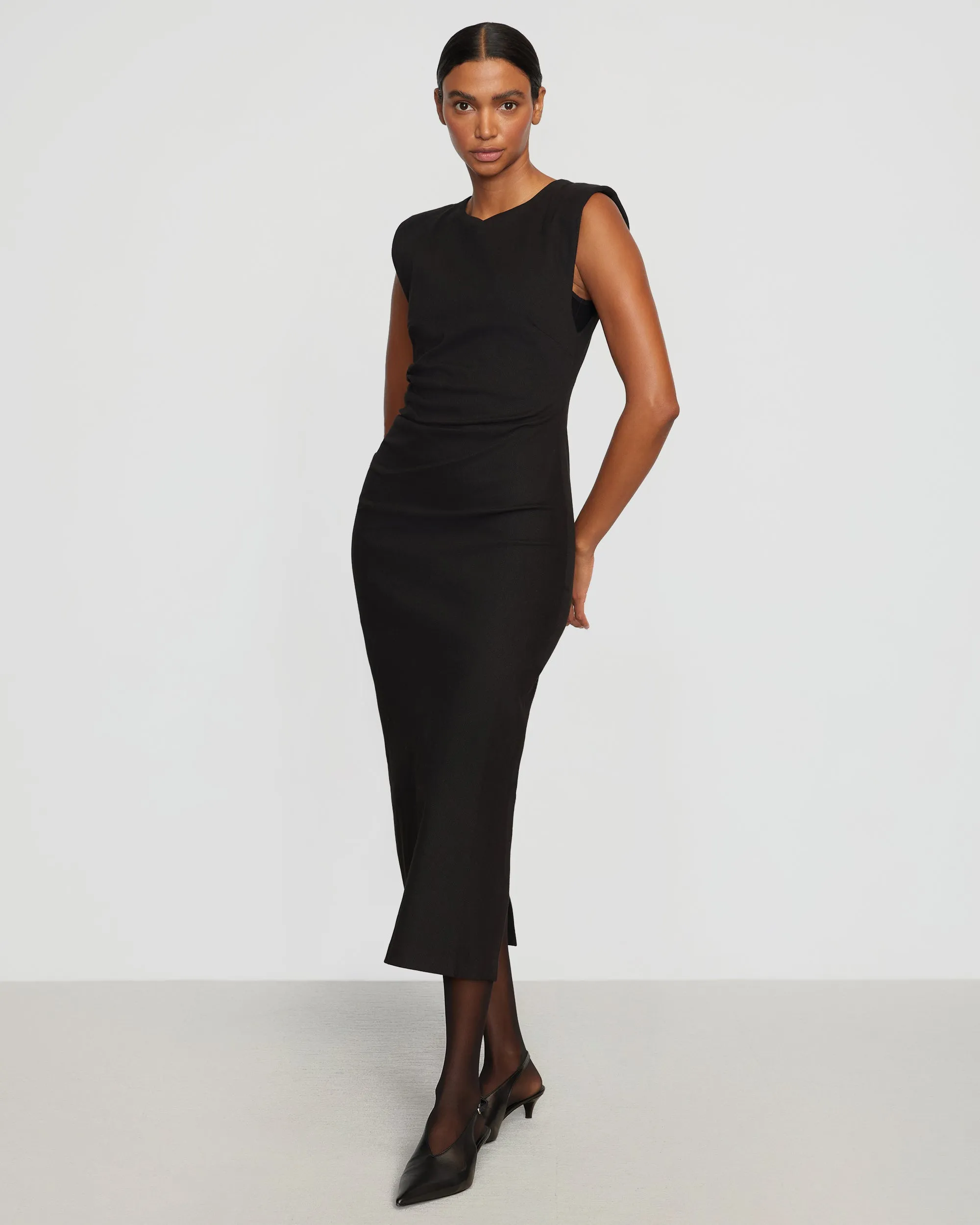Iman Split-Hem Cotton Twill Dress Kind Light