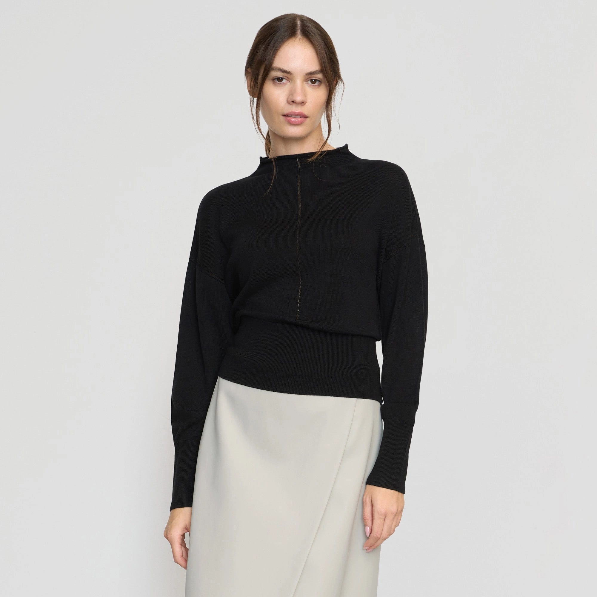 Lightweight Wear Seasonal Layering Jillian Pointelle Tencel-Wool Sweater