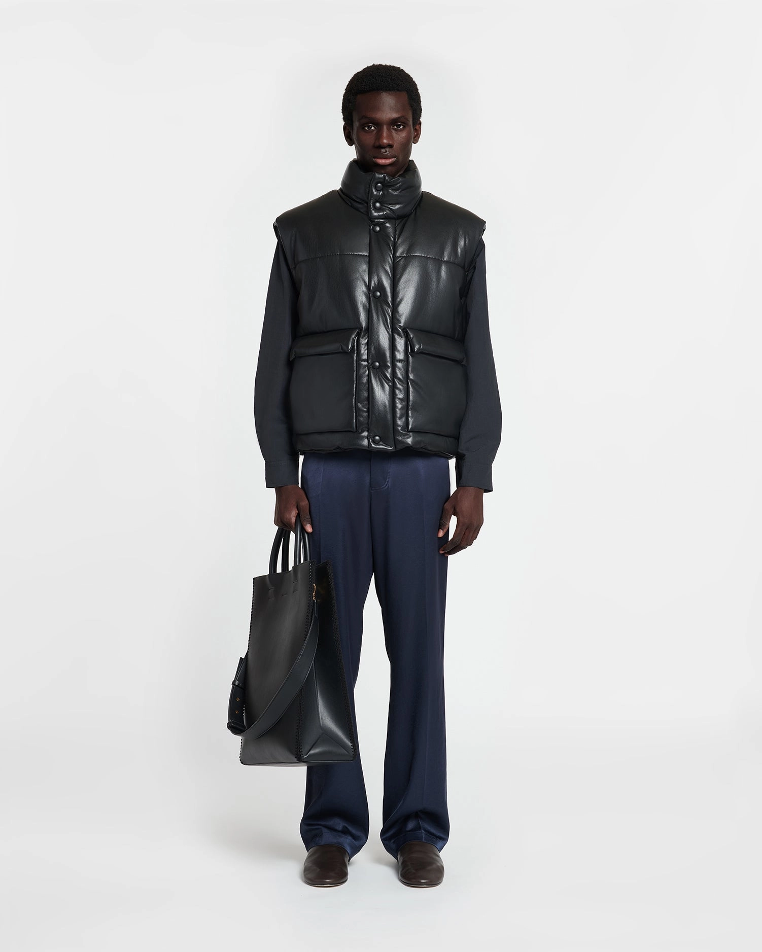 Elegant Ultraviolet Protection Coating Jovan - Okobor? Alt-Leather Gilet - Black