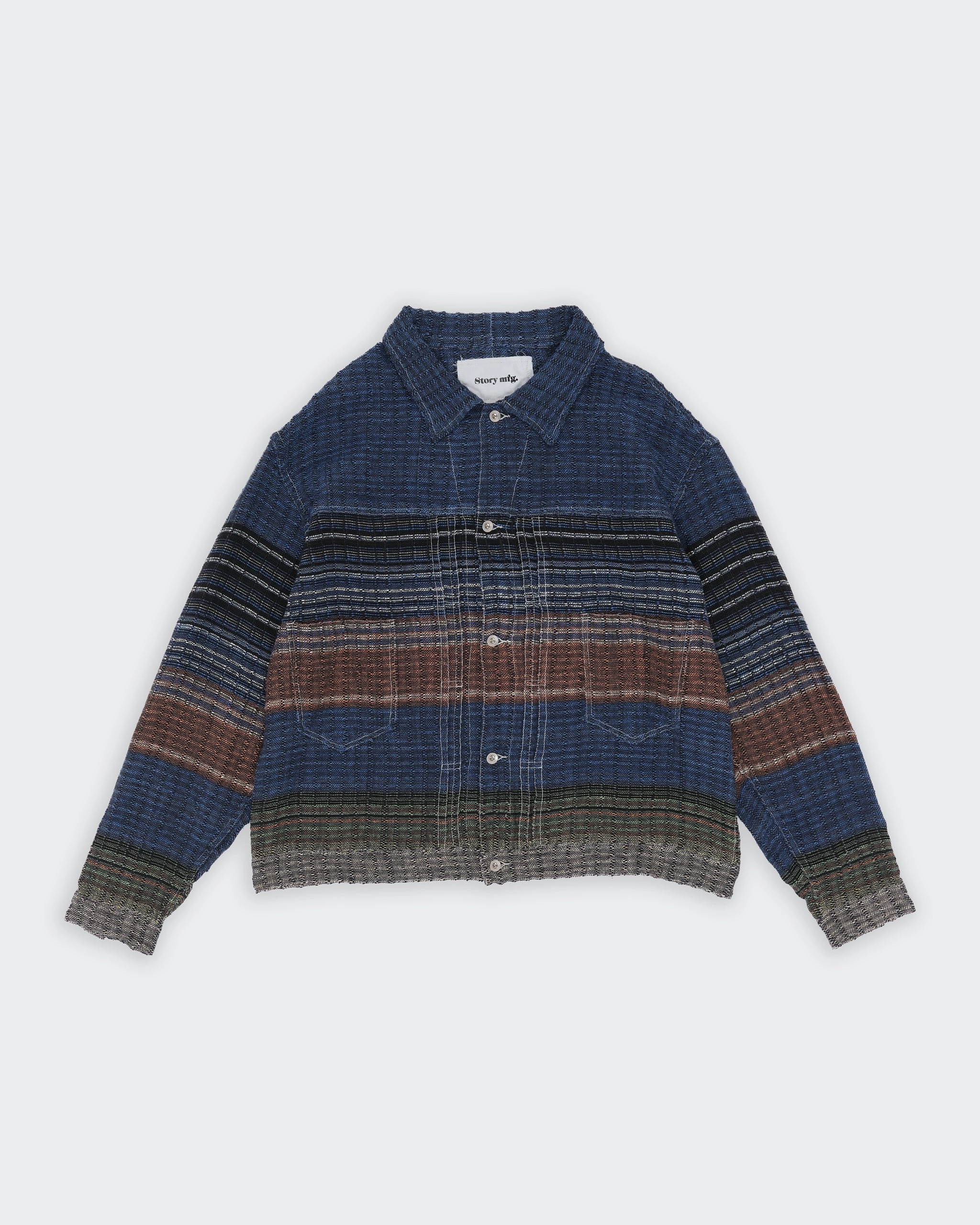 Sundae Jacket - Indigo Blanket Handloom Sandblasted Details Relaxed Basics