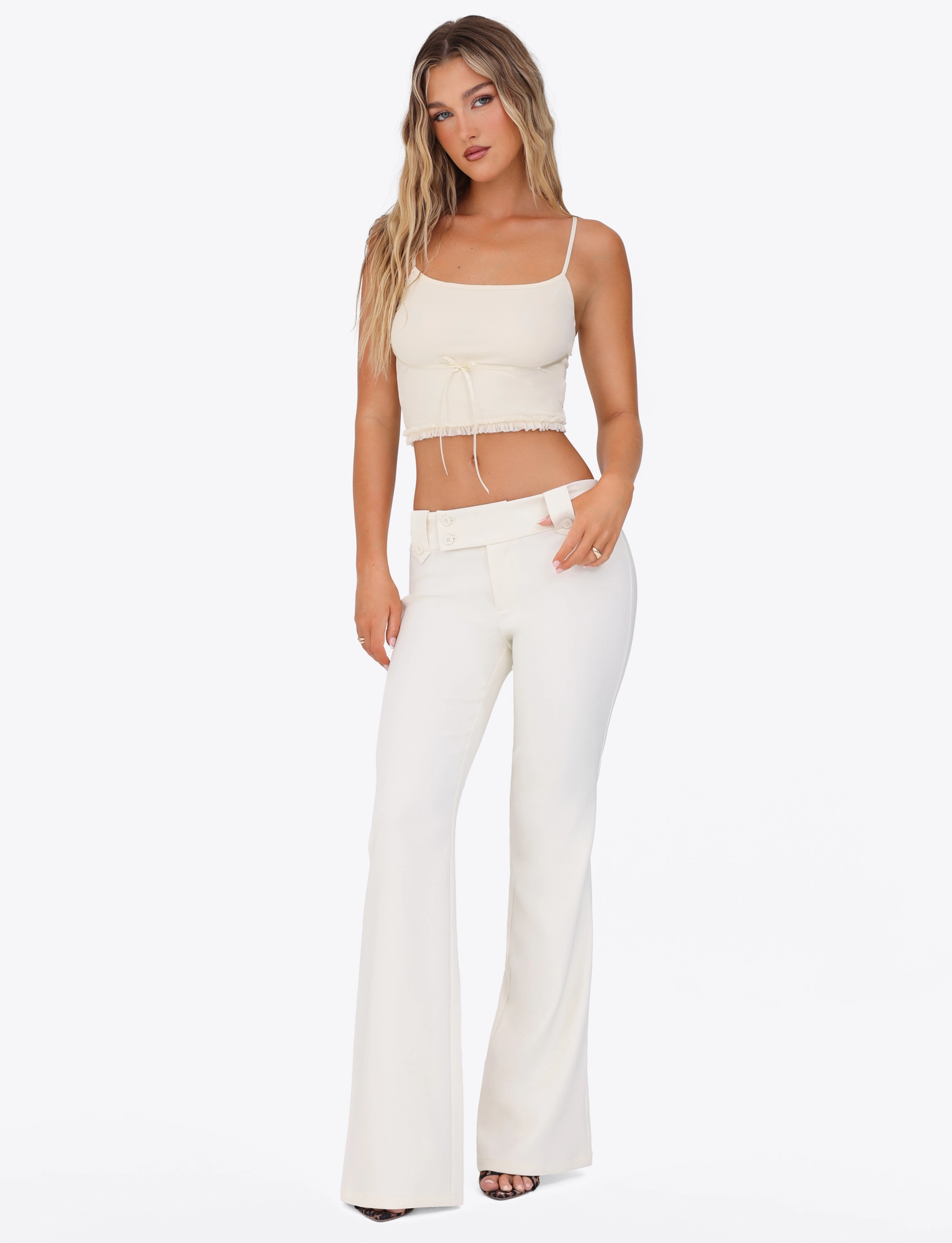 KITTIE PANT - WHITE : CREAM Soft Design Structured fabric