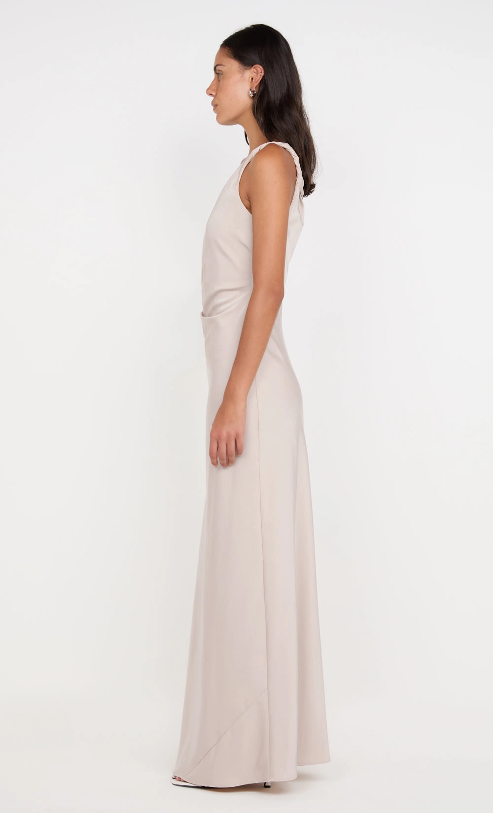 LUNETTA TWIST STRAP DRESS - SAND Social Ease Luxe Fabric