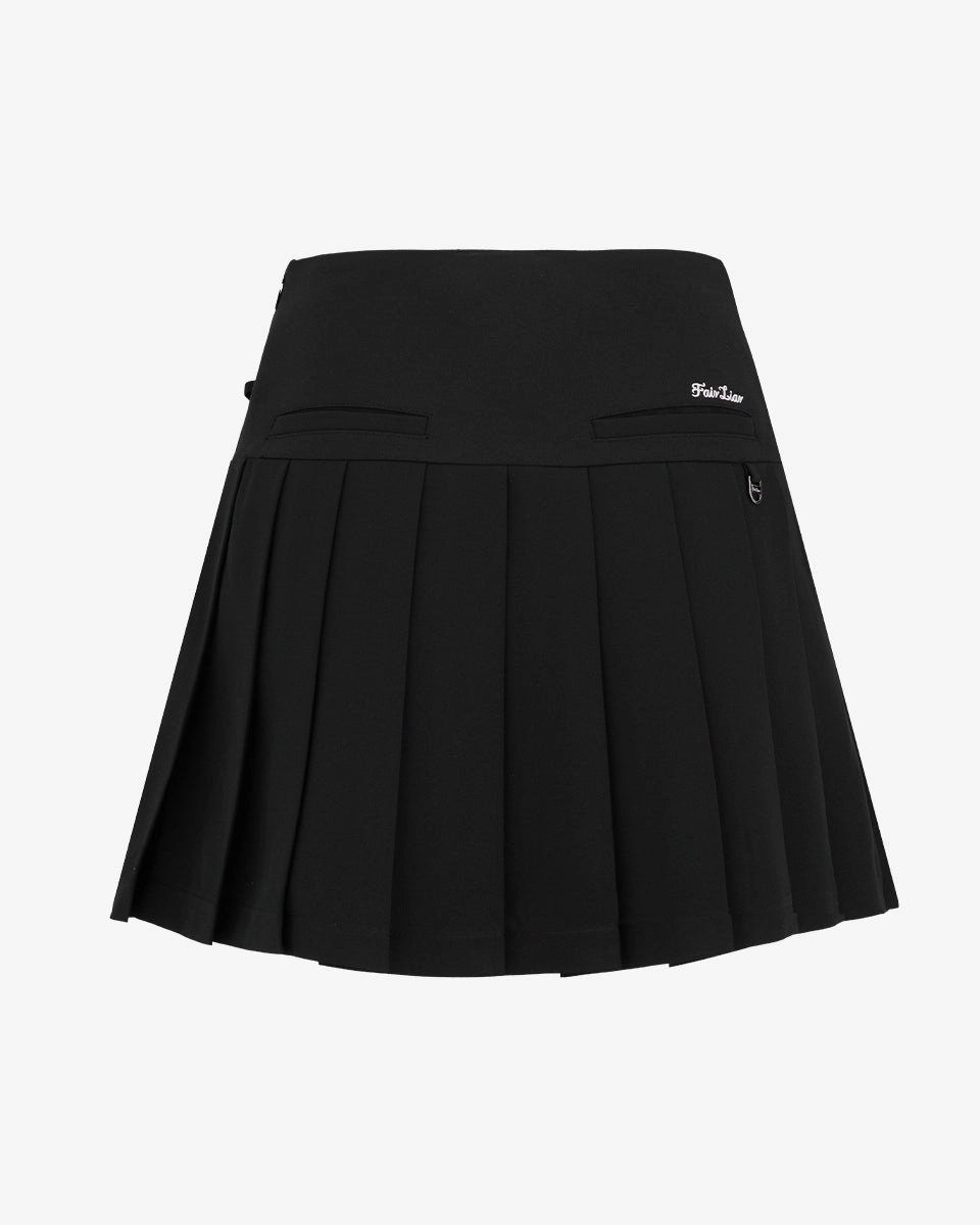 Asymmetrical ribbon pleated skirt - Black Smart Motion Casual Comfort Fit