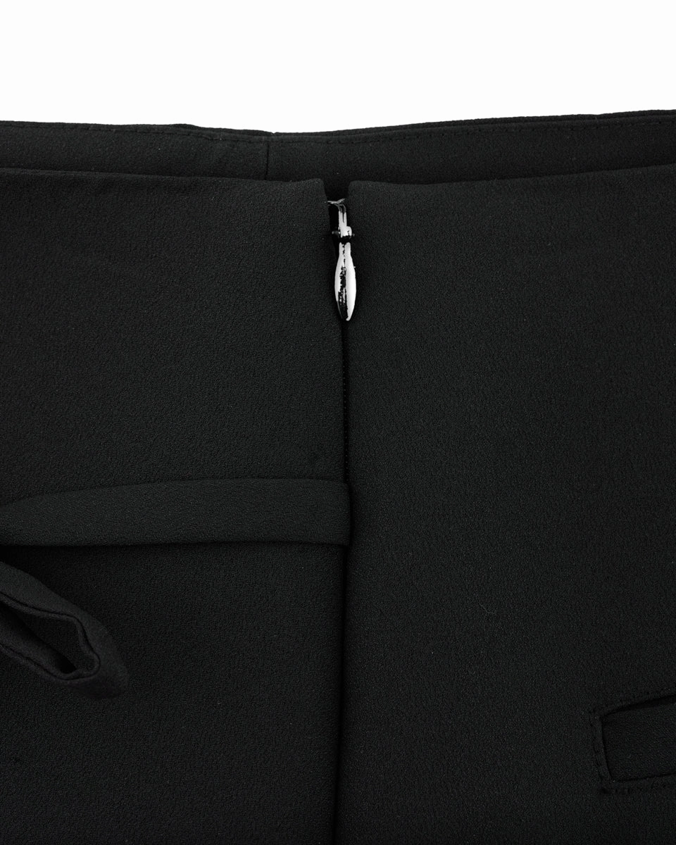 Asymmetrical ribbon pleated skirt - Black SturdyBeltLoops