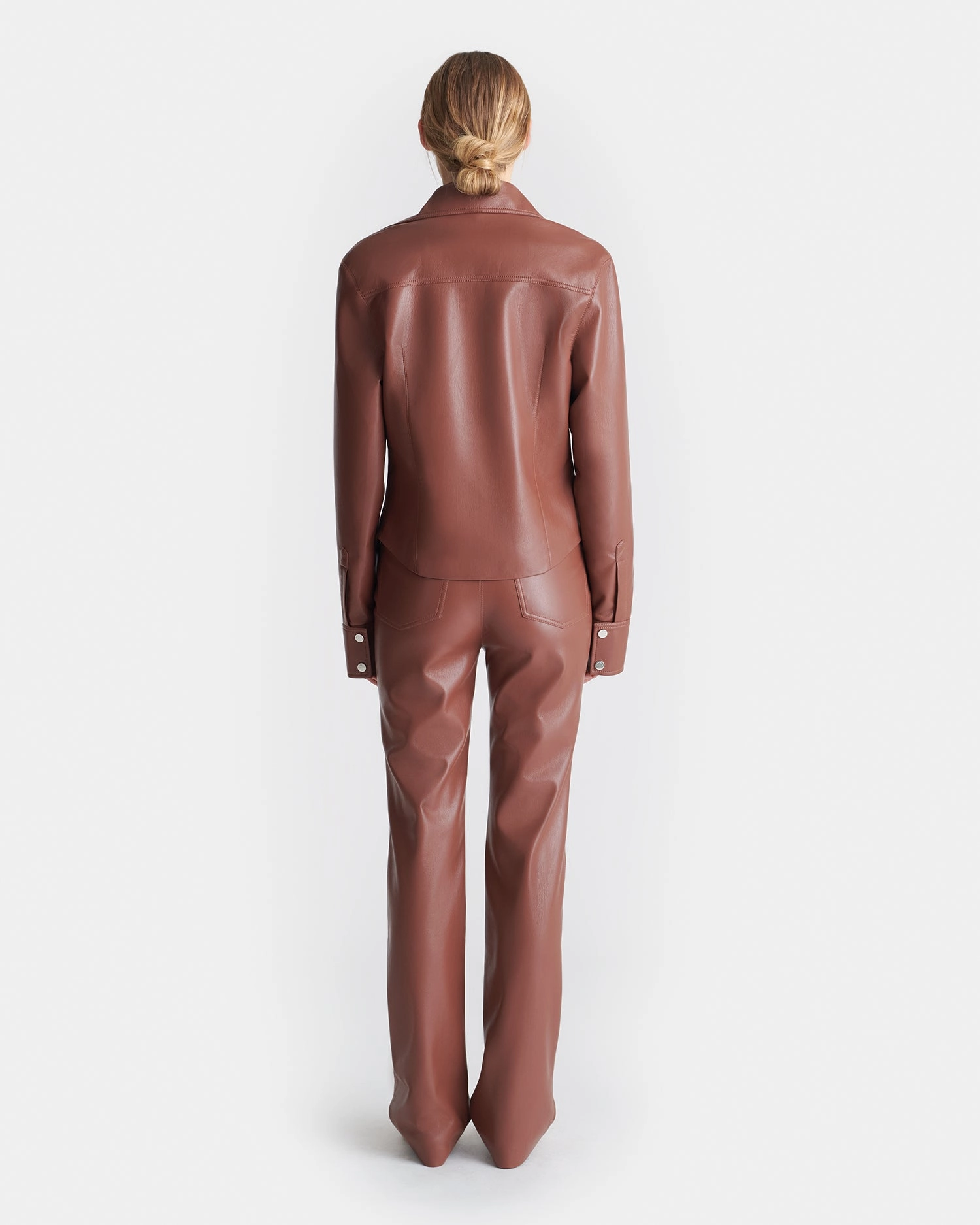 Straight fit Bogna - Okobor? Alt-Leather Shirt Jacket - Henna