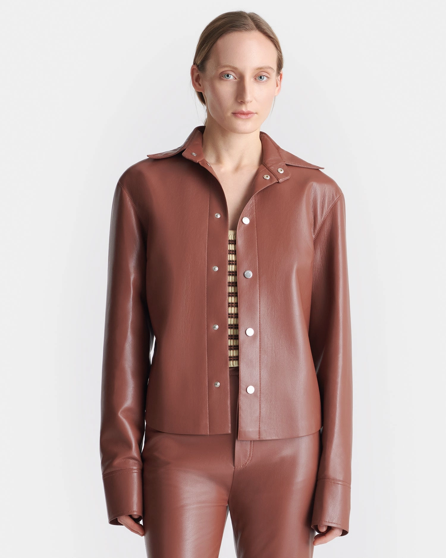 AntiSlipWaist Bogna - Okobor? Alt-Leather Shirt Jacket - Henna