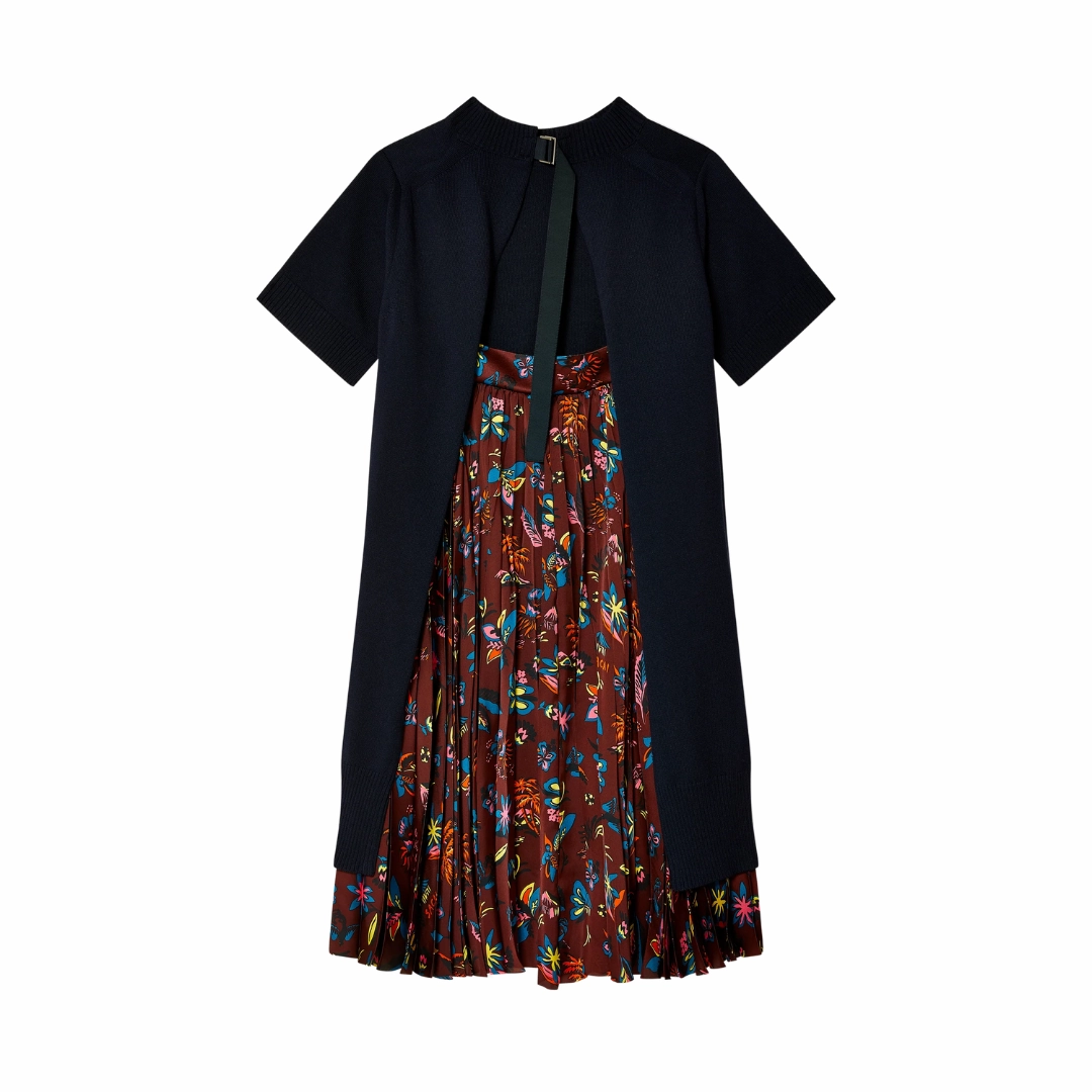 Tropical Print Dress Hidden Pocket Smooth Drape