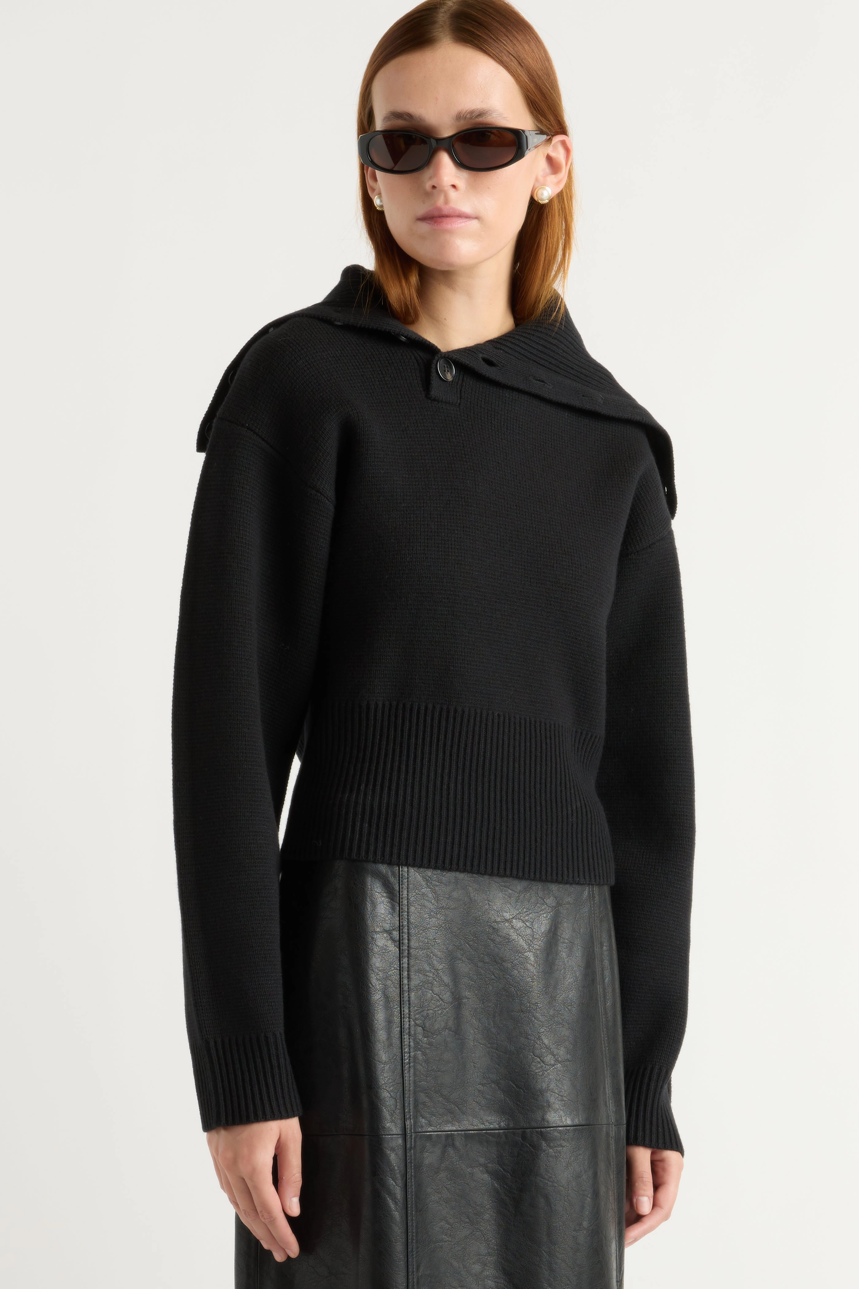 Elijah Foldover Button-Collar Sweater Outdoor Vibe Soft Fabric