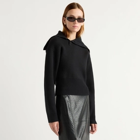 Elijah Foldover Button-Collar Sweater Lightweight Style