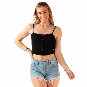 Black Cruisin Crop Top AntiBacterial Coating RibbedNeckline