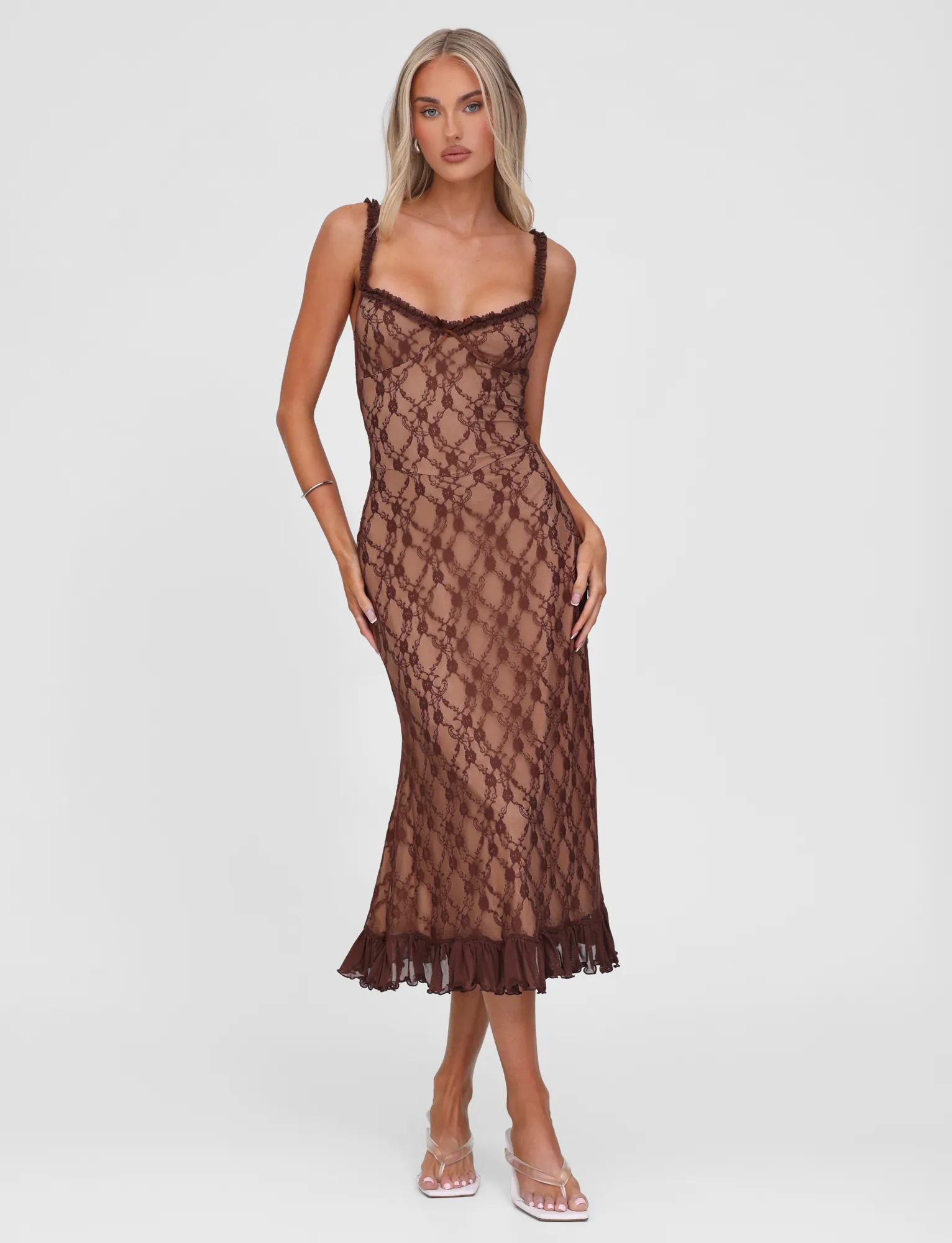 DEJA DRESS - BROWN LACE Comfy and Chic Fashionable Look