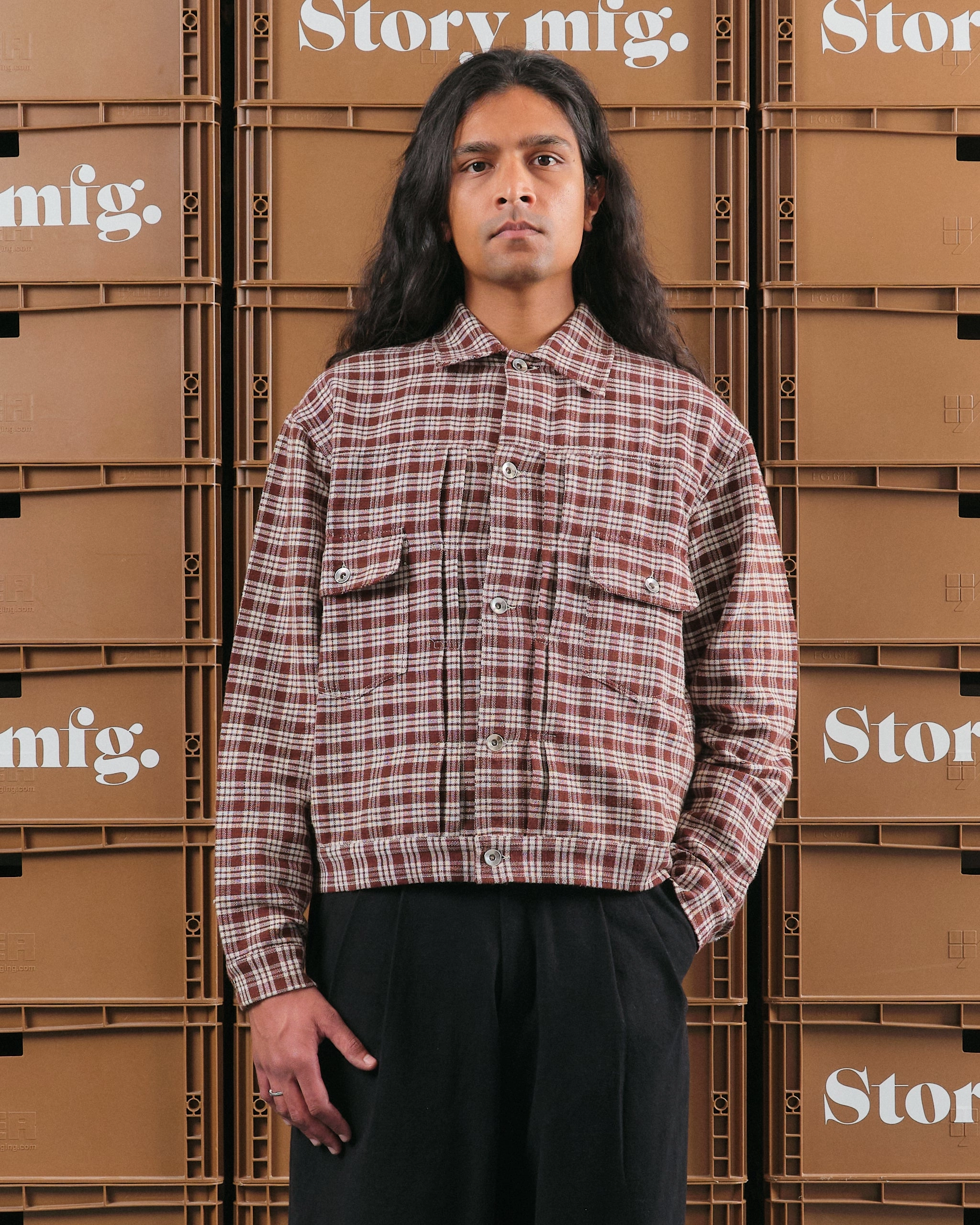 Tuesday Jacket - Wood Check Handloom Circular Knit Construction