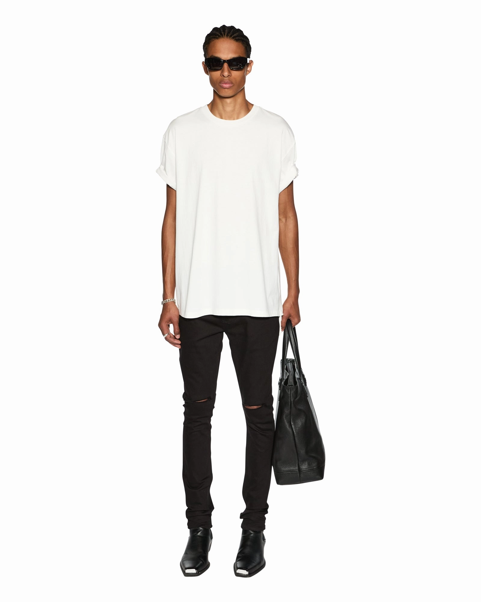 Anti Pilling Surface BIGGIE SS TEE WORN IN WHITE