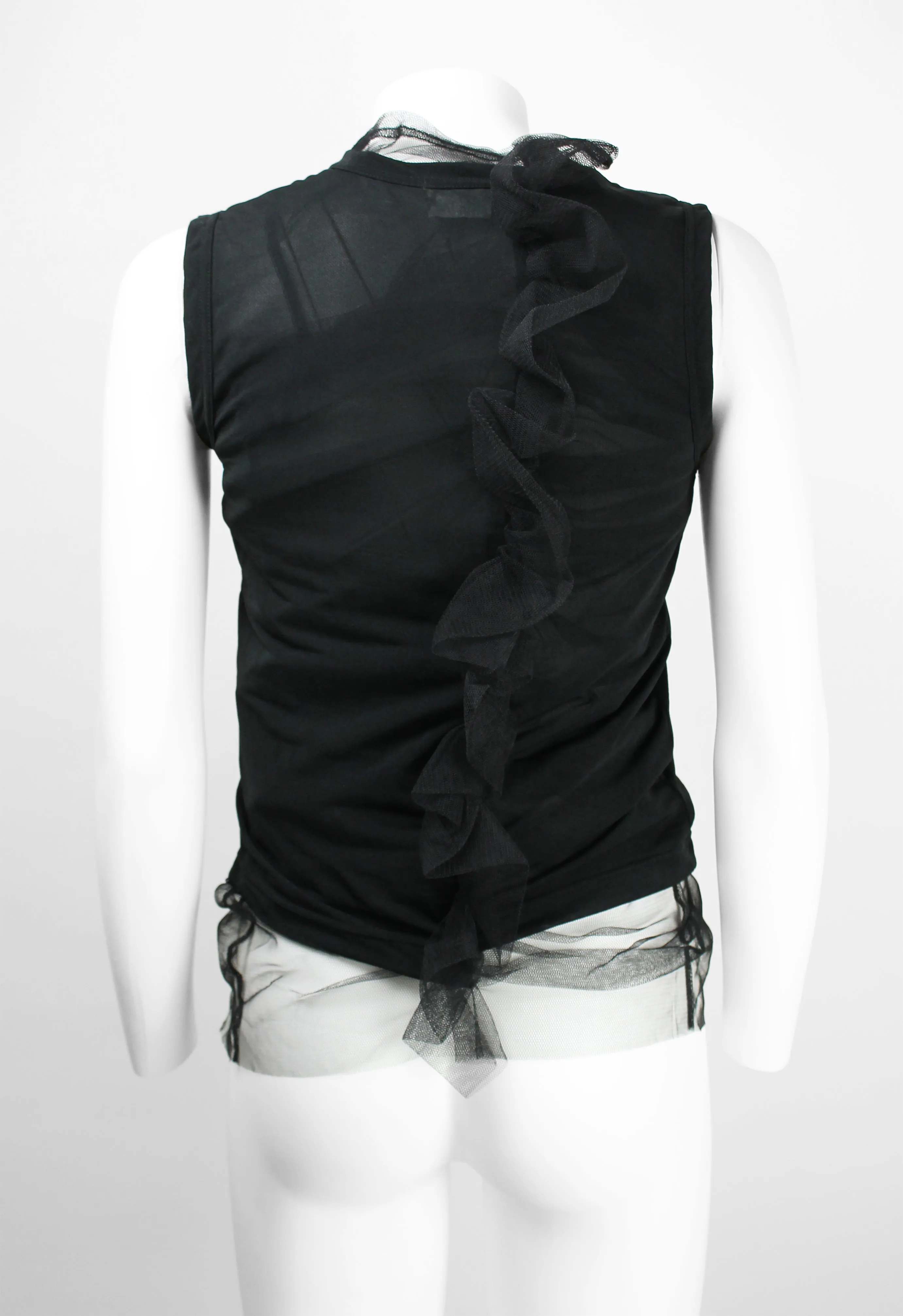 COMME DES GARCONS SS 2007 LAYERED TULLE GATHERED FRILL TOP