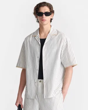 Maxton - Striped Crochet Shirt - Creme delivery work