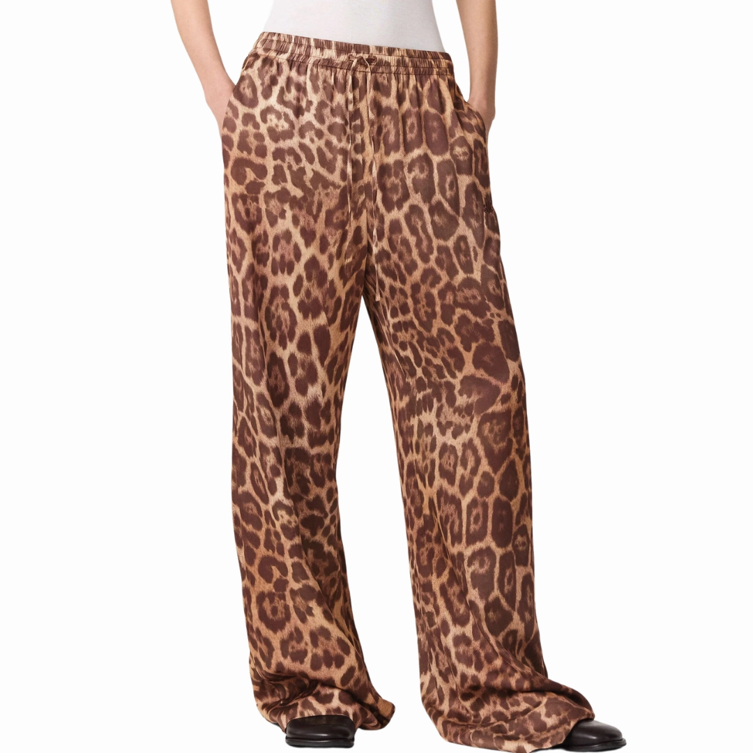 Leopard Silk Trousers Trendy Design