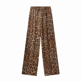 Leopard Silk Trousers Cozy Layer