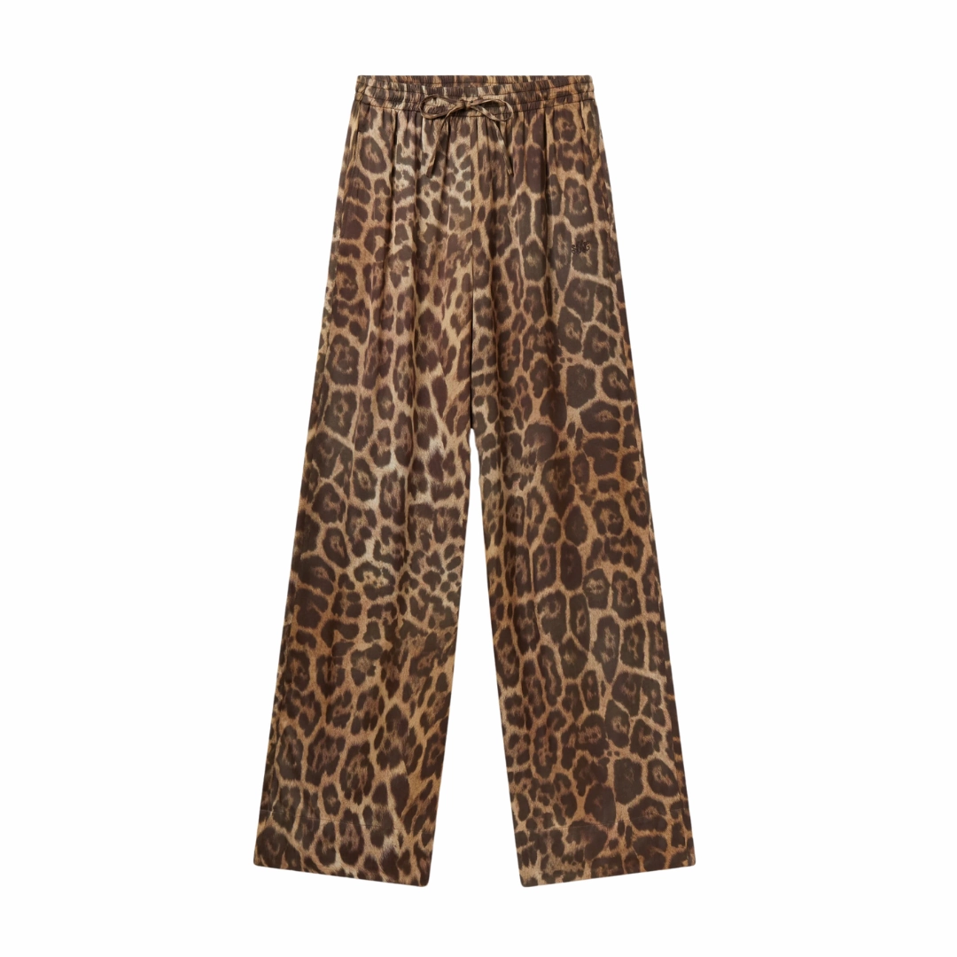 Leopard Silk Trousers Cozy Layer