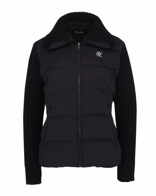 Knitted puffer Jacket - Black Seamless construction Functional Pocket