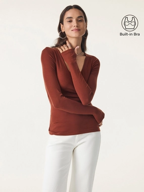 Lyocell Cashmere Scoop Neck Thumbhole Brami Ultrasoft Inner Lining