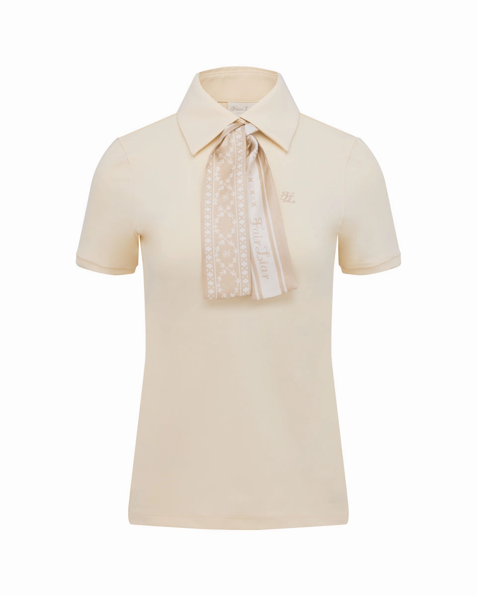 Fair Liar silk scarf set t-shirt - Cream Tagless Neckline Design
