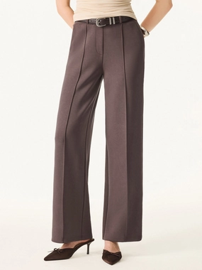 Wrinkle-Resistant Mid Rise Straight Leg Pants with Pockets AntiSlipGrip Heat Control
