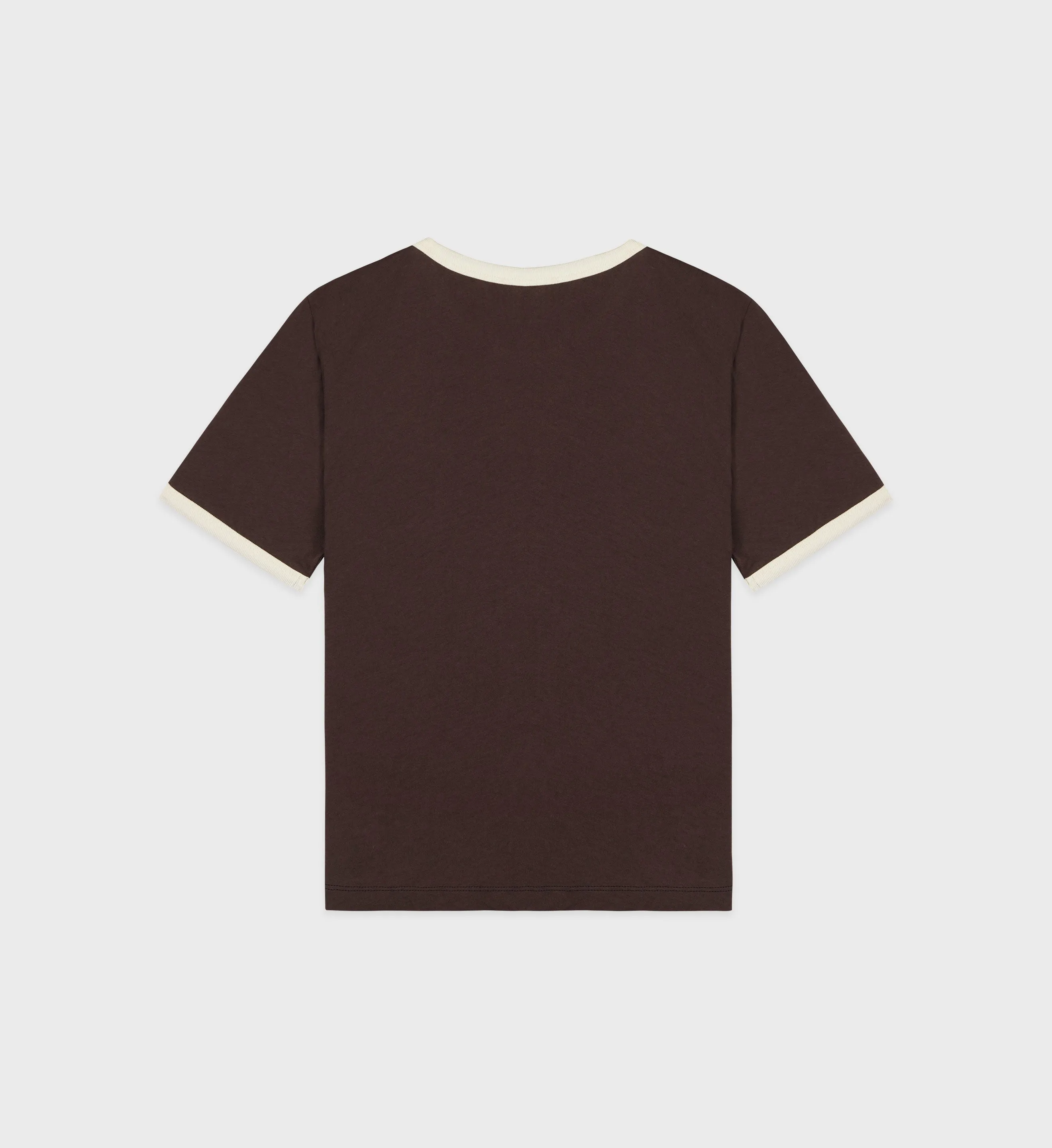 Connecticut Crest Ringer Tee - Chocolate/Off White