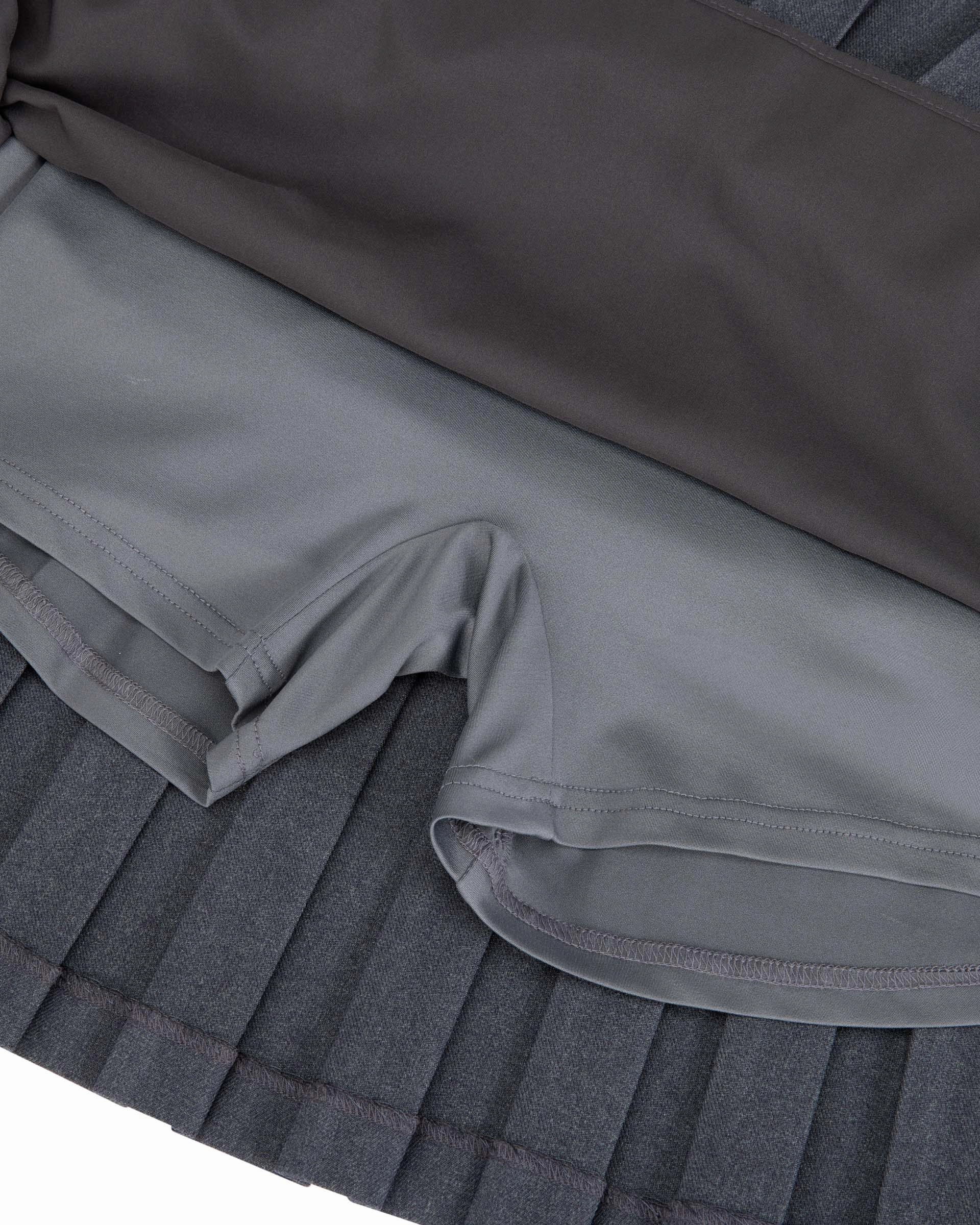 Logo band pleated skirt - Charcoal gray Maxi length