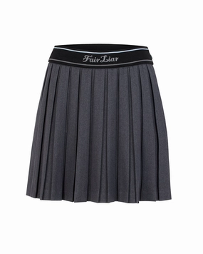 Logo band pleated skirt - Charcoal gray Unisex style