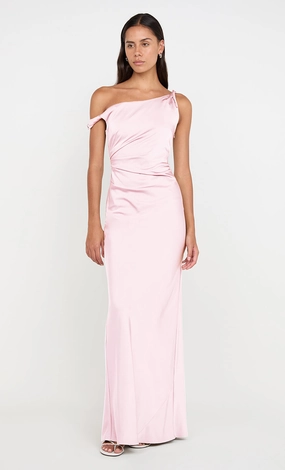 BreathableLining Comfortable Waist LUNETTA TWIST STRAP DRESS - POWDER PINK