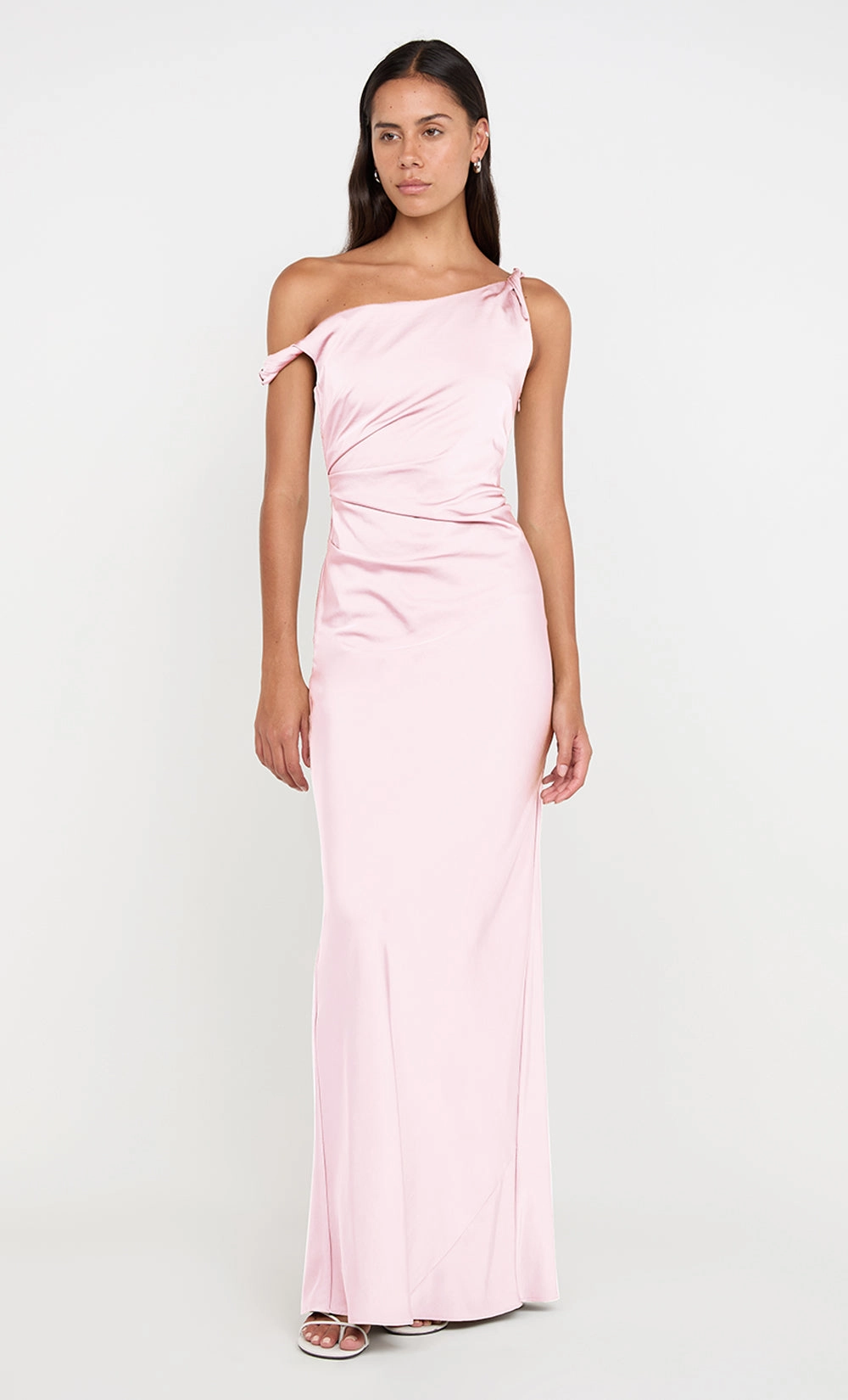 BreathableLining Comfortable Waist LUNETTA TWIST STRAP DRESS - POWDER PINK