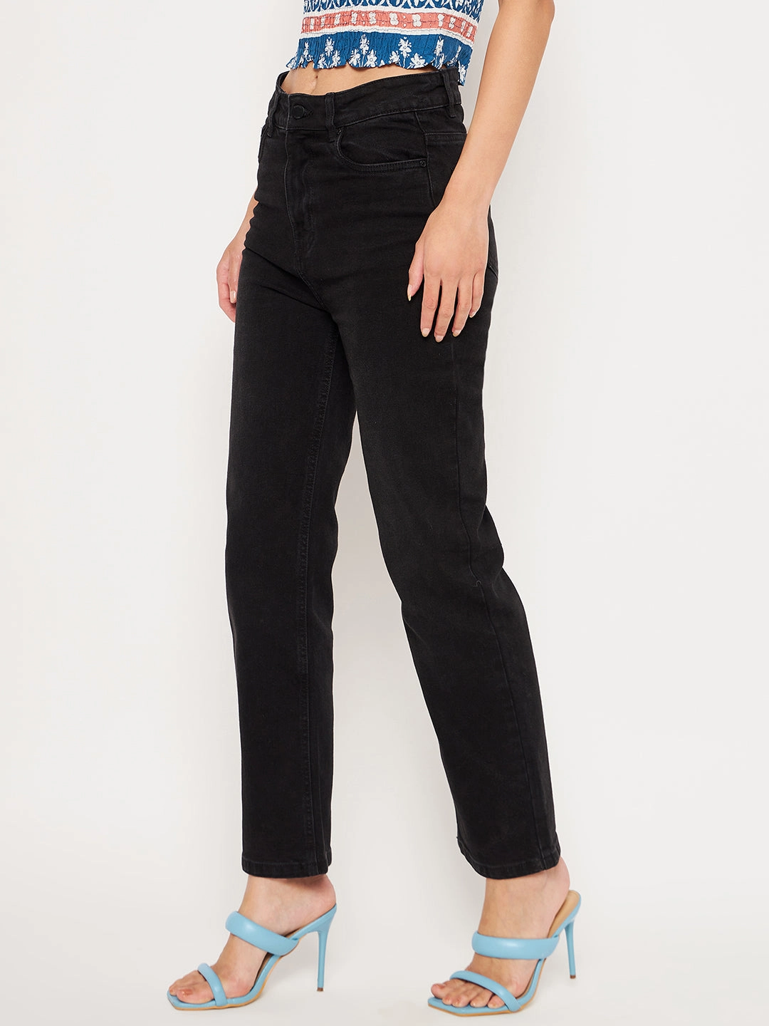 Madame Black Denim Classic Five Pocket Design Soft Sustainable