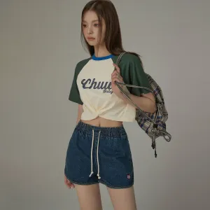 Contrast Raglan Cropped T-Shirt