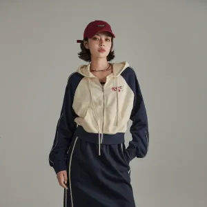 Contrast Raglan Vintage Zip-Up