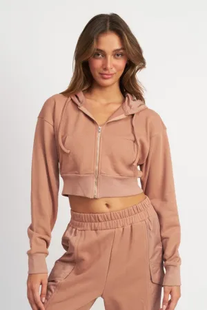 Contrast Zip Up Hoodie