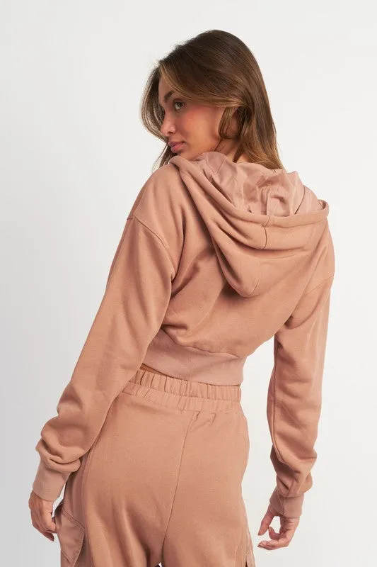 Contrast Zip Up Hoodie
