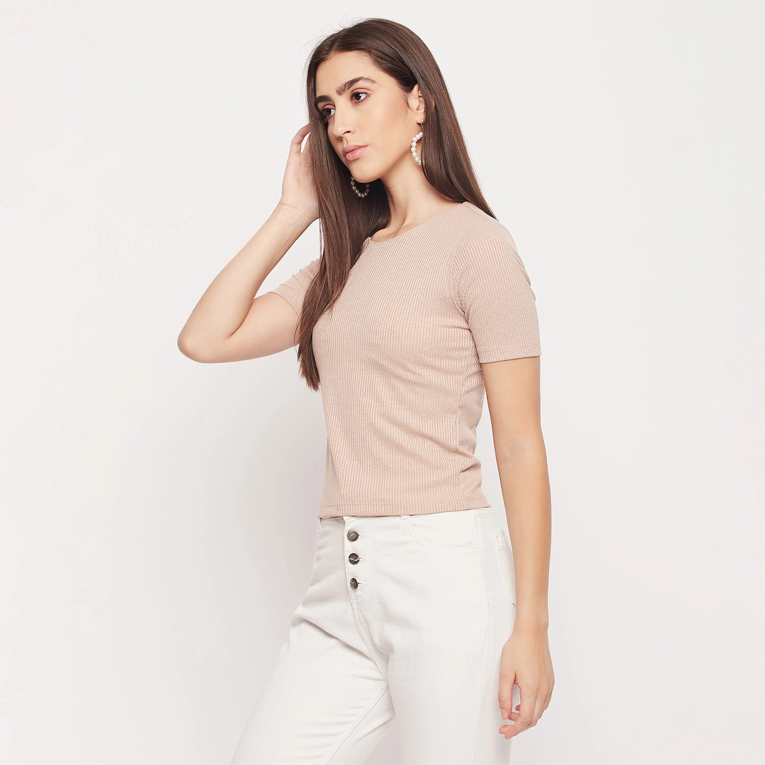 Wear Resistant Fabric Fray Resistant Edges Madame Keyhole Detailed Beige Top