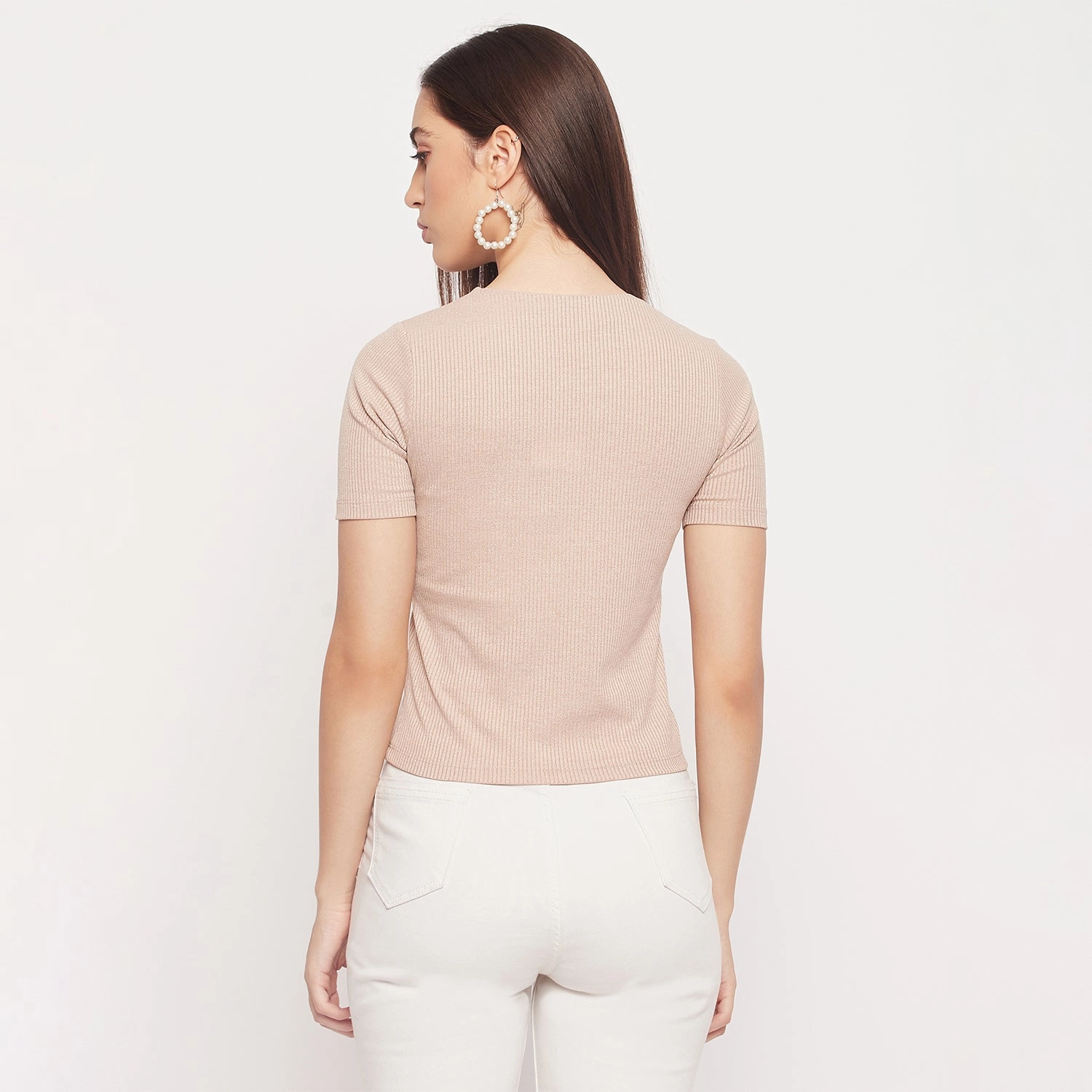 Madame Keyhole Detailed Beige Top FadeResistantTechnology BoxySilhouette