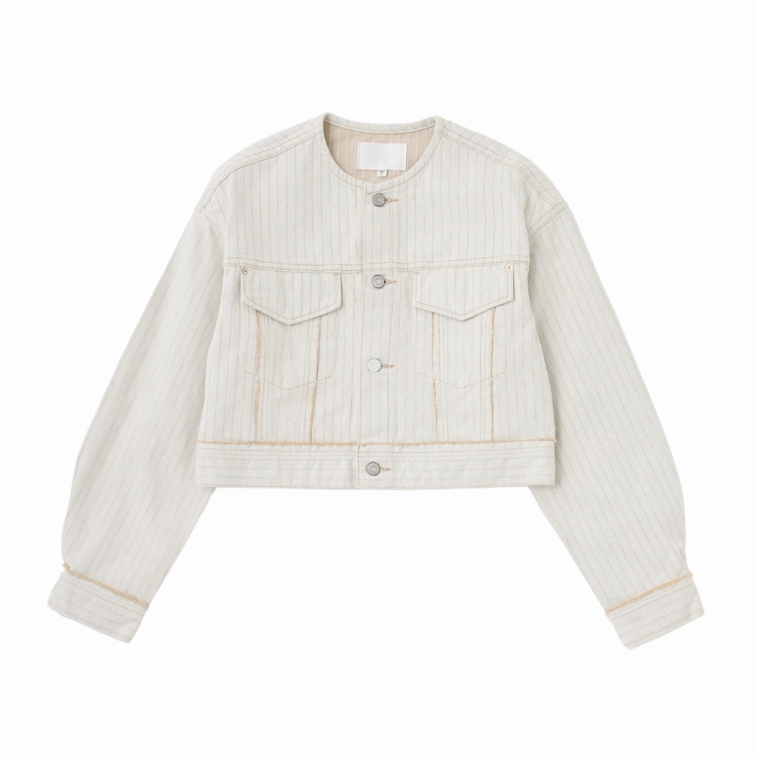 Fords No Collar Cropped Jacket Recycled Material Construction PocketPlacement