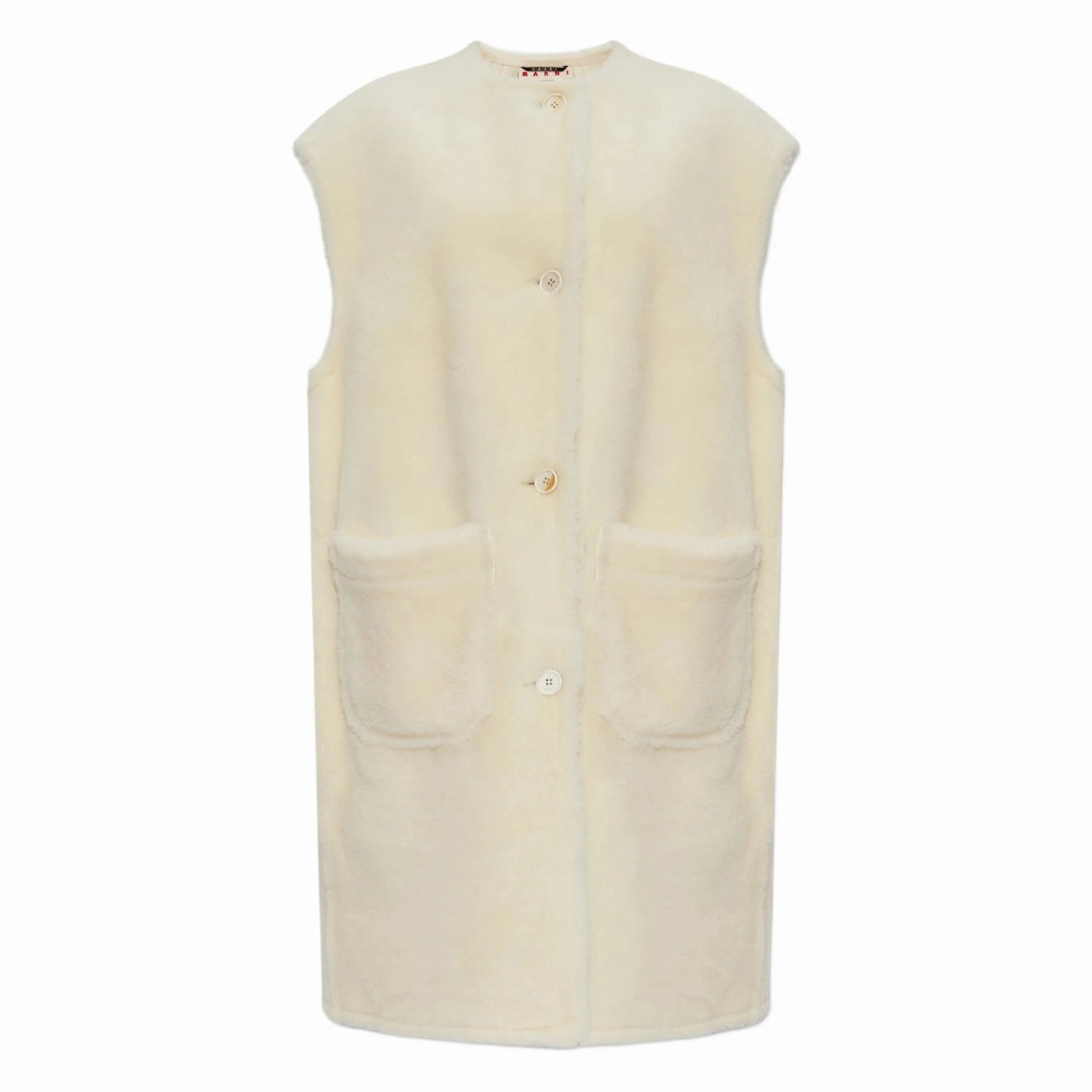 Aramid Fiber Blend Ivory Shearling Vest