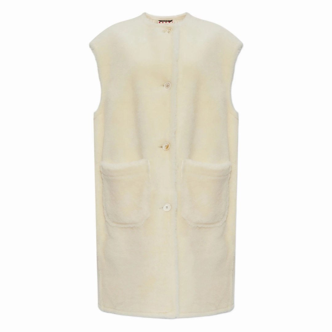 Ivory Shearling Vest Non Bulky Insulation Tech Comfort Fit